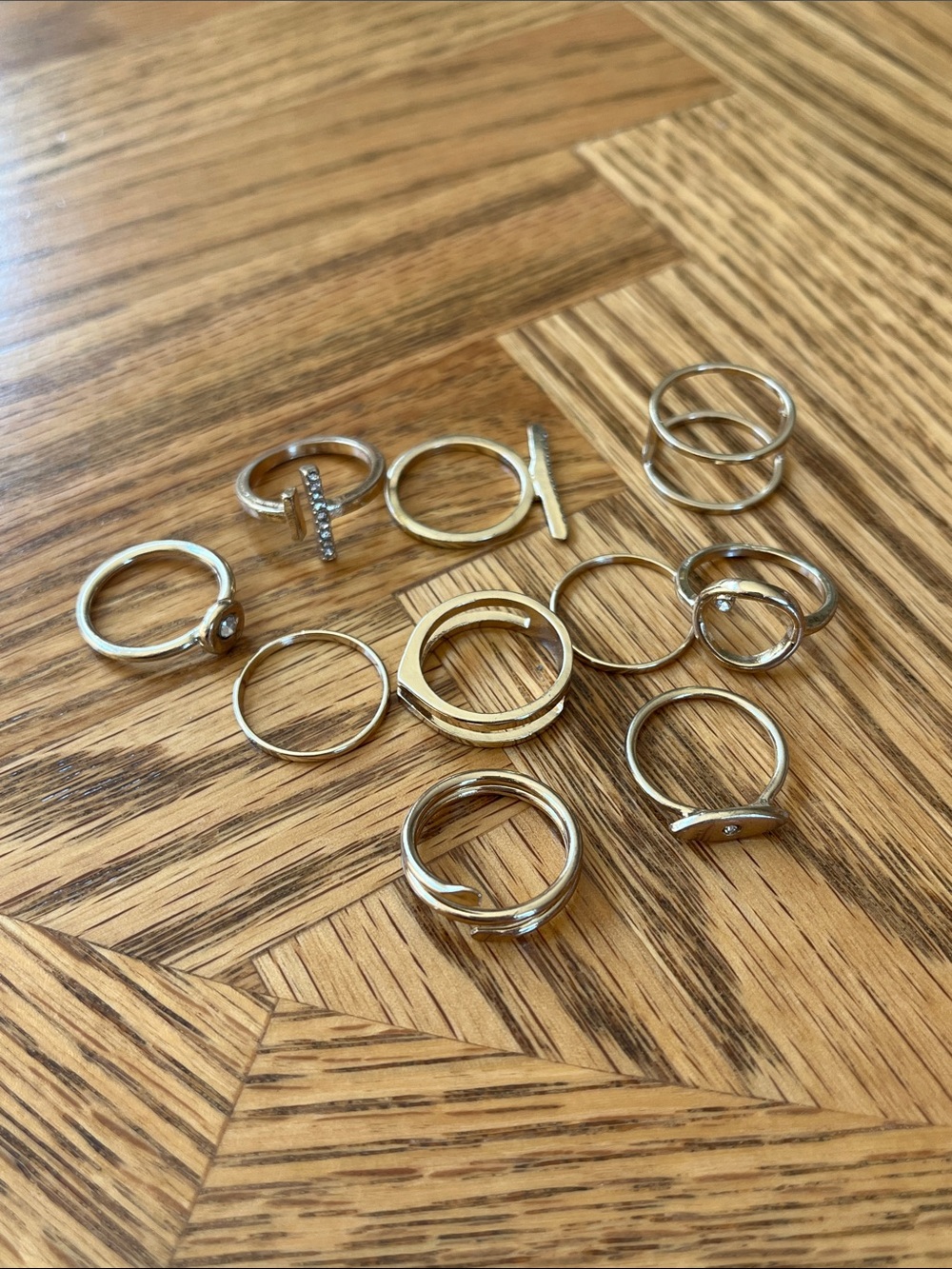 Set of Gold Tone Midi Rings